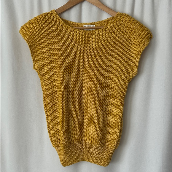 Dior Sweaters - Christian Dior Auth Mustard Yellow Knit Cap Sleeve Sweater Top **Size S**🌻🌻